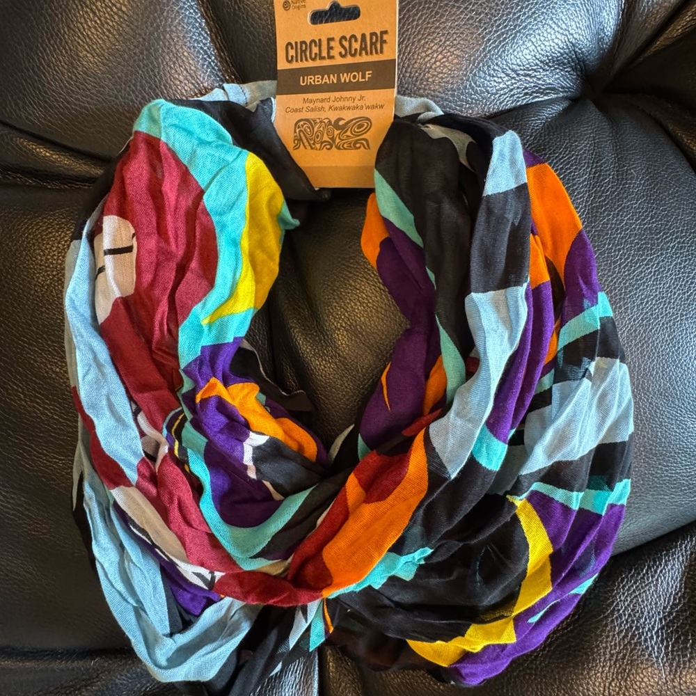 Urban Wolf Circle Scarf by Maynard Johnny Jr. Coast Salish, Firs Nation